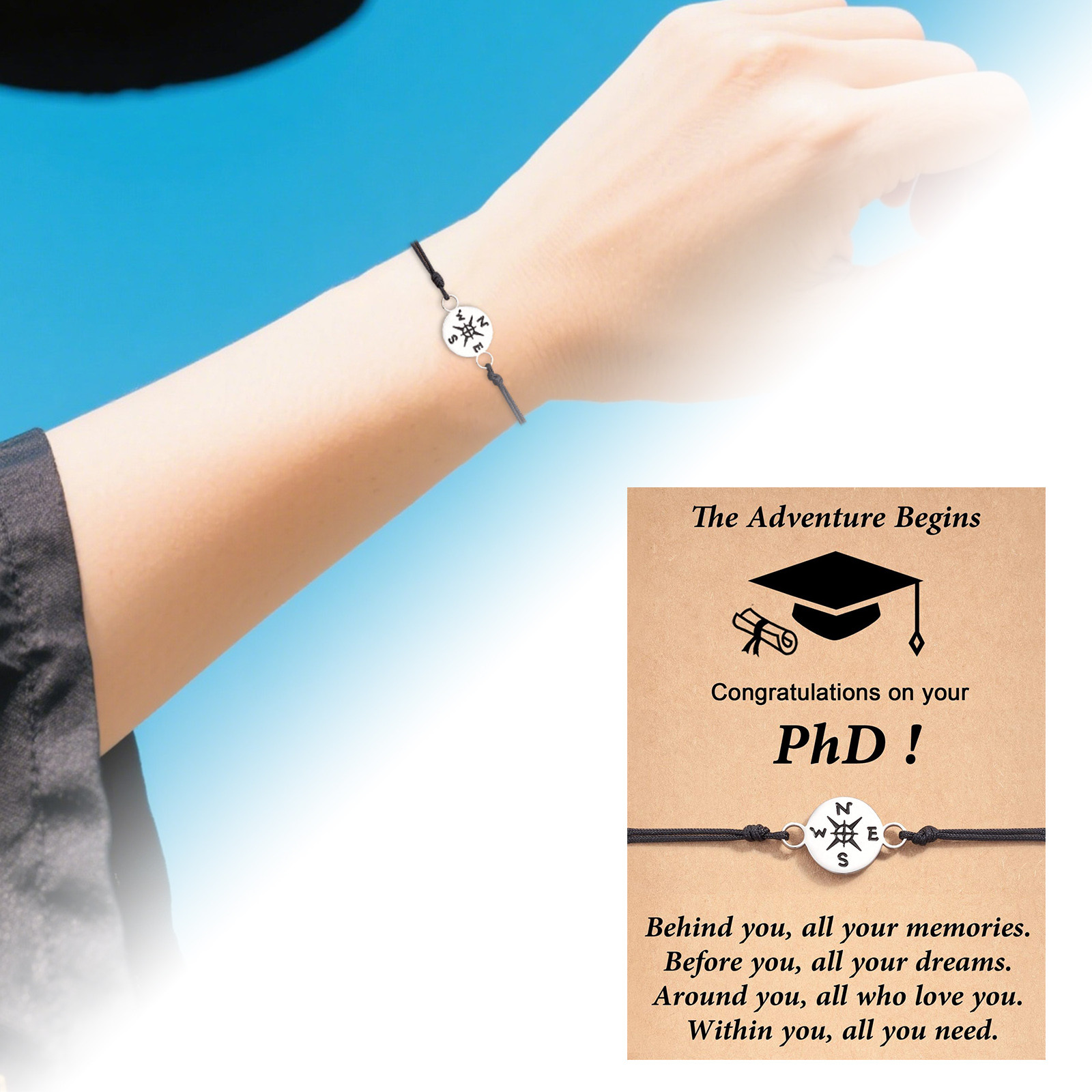 thumbnail image 2 of Pulsera de la tarjeta de la temporada de graduación Pulsera hueca de acero inoxidable de la línea de cera de la temporada de graduación, 2 of 2